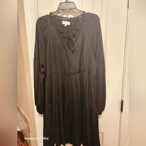 Black Silky Shift Dress